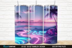 3D Neon Ocean Inspired Beach 20/30oz Skinny Tumbler Product Image 1