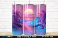 3D Neon Ocean Inspired Beach 20/30oz Skinny Tumbler Product Image 1