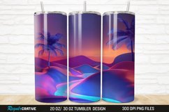 3D Neon Ocean Inspired Beach 20/30oz Skinny Tumbler Product Image 1