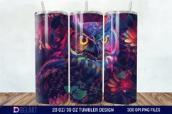 3d Neon Owl Flower Tumbler Wrap Product Image 1