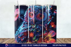 3d Neon Owl Flower Tumbler Wrap Product Image 1