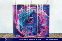 3d Neon Owl Flower Tumbler Wrap Product Image 1