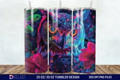3d Neon Owl Flower Tumbler Wrap Product Image 1