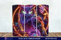 3d Neon Owl Flower Tumbler Wrap Product Image 1