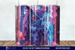 3d Neon Owl Flower Tumbler Wrap Product Image 1