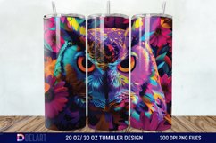 3d Neon Owl Flower Tumbler Wrap Product Image 1