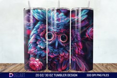 3d Neon Owl Flower Tumbler Wrap Product Image 1