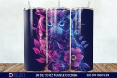 3d Neon Owl Flower Tumbler Wrap Product Image 1