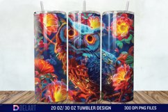 3d Neon Owl Flower Tumbler Wrap Product Image 1