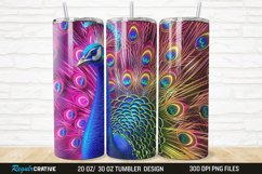 3D Neon Peacock Rainbow 20/30oz Skinny Tumbler Product Image 1