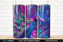 3D Neon Peacock Rainbow 20/30oz Skinny Tumbler Product Image 1