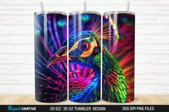 3D Neon Peacock Rainbow 20/30oz Skinny Tumbler Product Image 1