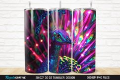 3D Neon Peacock Rainbow 20/30oz Skinny Tumbler Product Image 1