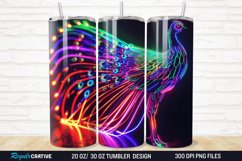 3D Neon Peacock Rainbow 20/30oz Skinny Tumbler Product Image 1