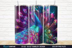 3D Neon Peacock Rainbow 20/30oz Skinny Tumbler Product Image 1