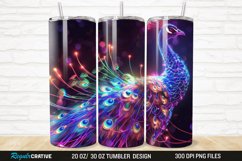 3D Neon Peacock Rainbow 20/30oz Skinny Tumbler Product Image 1