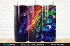 3D Neon Peacock Rainbow 20/30oz Skinny Tumbler Product Image 1