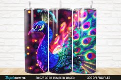 3D Neon Peacock Rainbow 20/30oz Skinny Tumbler Product Image 1