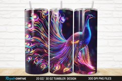 3D Neon Peacock Rainbow 20/30oz Skinny Tumbler Product Image 1