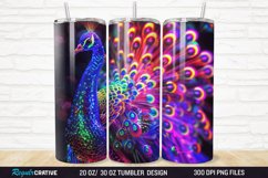 3D Neon Peacock Rainbow 20/30oz Skinny Tumbler Product Image 1