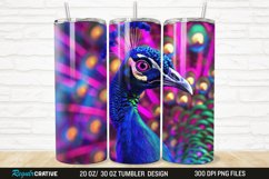 3D Neon Peacock Rainbow 20/30oz Skinny Tumbler Product Image 1