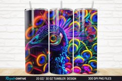 3D Neon Peacock Rainbow 20/30oz Skinny Tumbler Product Image 1