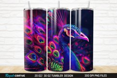 3D Neon Peacock Rainbow 20/30oz Skinny Tumbler Product Image 1