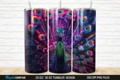 3D Neon Peacock Rainbow 20/30oz Skinny Tumbler Product Image 1