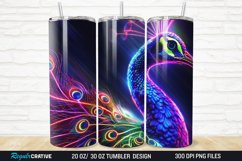 3D Neon Peacock Rainbow 20/30oz Skinny Tumbler Product Image 1