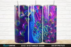 3D Neon Peacock Rainbow 20/30oz Skinny Tumbler Product Image 1
