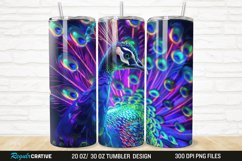 3D Neon Peacock Rainbow 20/30oz Skinny Tumbler Product Image 1