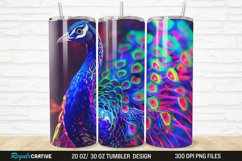 3D Neon Peacock Rainbow 20/30oz Skinny Tumbler Product Image 1