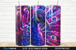 3D Neon Peacock Rainbow 20/30oz Skinny Tumbler Product Image 1