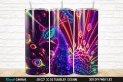 3D Neon Peacock Rainbow 20/30oz Skinny Tumbler Product Image 1