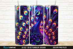 3D Neon Peacock Rainbow 20/30oz Skinny Tumbler Product Image 1