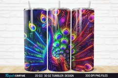 3D Neon Peacock Rainbow 20/30oz Skinny Tumbler Product Image 1