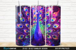 3D Neon Peacock Rainbow 20/30oz Skinny Tumbler Product Image 1