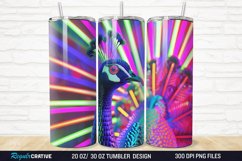 3D Neon Peacock Rainbow 20/30oz Skinny Tumbler Product Image 1