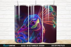 3D Neon Peacock Rainbow 20/30oz Skinny Tumbler Product Image 1
