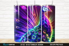 3D Neon Peacock Rainbow 20/30oz Skinny Tumbler Product Image 1