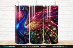 3D Neon Peacock Rainbow 20/30oz Skinny Tumbler Product Image 1