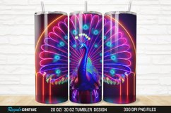 3D Neon Peacock Rainbow 20/30oz Skinny Tumbler Product Image 1