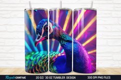 3D Neon Peacock Rainbow 20/30oz Skinny Tumbler Product Image 1