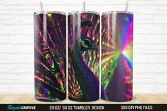 3D Neon Peacock Rainbow 20/30oz Skinny Tumbler Product Image 1