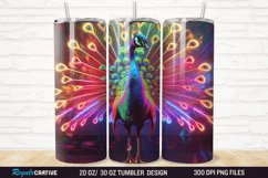3D Neon Peacock Rainbow 20/30oz Skinny Tumbler Product Image 1