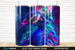 3D Neon Peacock Rainbow 20/30oz Skinny Tumbler Product Image 1