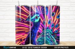 3D Neon Peacock Rainbow 20/30oz Skinny Tumbler Product Image 1