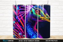 3D Neon Peacock Rainbow 20/30oz Skinny Tumbler Product Image 1