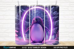 3D Neon Penguin Snow Winter 20/30oz Skinny Tumbler Product Image 1