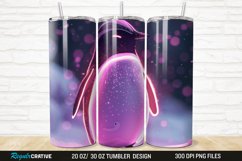 3D Neon Penguin Snow Winter 20/30oz Skinny Tumbler Product Image 1